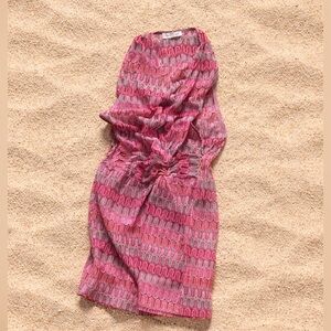 Pink Missoni-inspired beach coverup